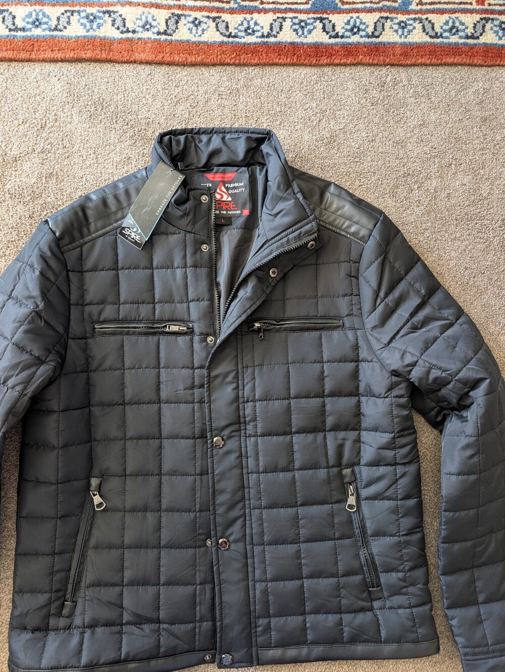 Spire by Galaxy Men's Lightweight Quilted Jacket - Black, Size Large (NWT)